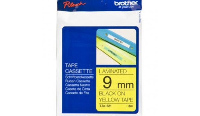 BROTHER TZ621 9 BLACK ON YELLOW
