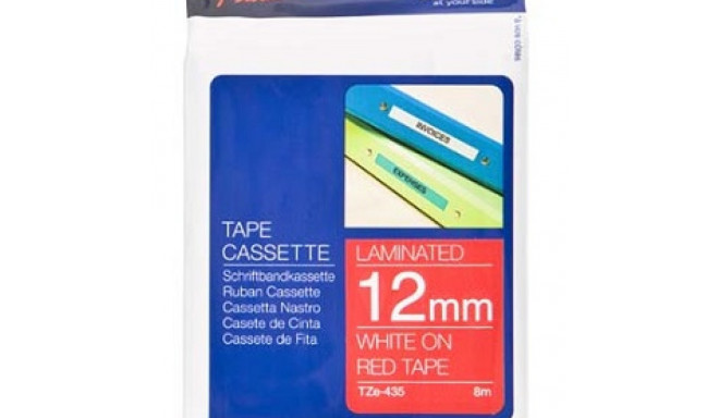 BROTHER TZE435 12 WHITE ON RED