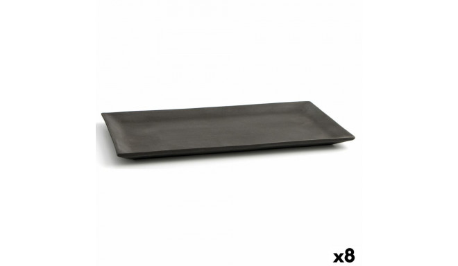 Snack tray Quid Mineral Gres Black Ceramic 15 x 30 cm (8 Units)