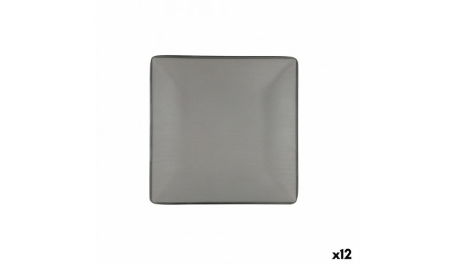 Flat Plate Bidasoa Gio Grey Plastic 21,5 x 21,5 cm (12 Units)