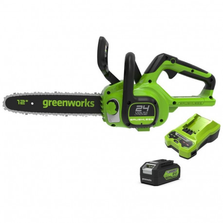 Greenworks 24V kettsaag, laadija + 4Ah aku komplekt (GD24CS30K4)