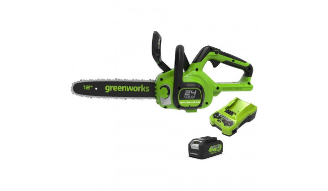 Greenworks 24V kettsaag, laadija + 4Ah aku komplekt (GD24CS30K4)