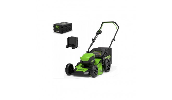 Greenworks 60V cordless lawn mower, lawn mower 46 cm Greenworks set, charger + 4Ah battery (GD60LM46