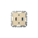 FLUSH MOUNTING HDMI+USB SOCKET SAND