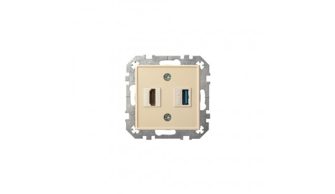 FLUSH MOUNTING HDMI+USB SOCKET SAND