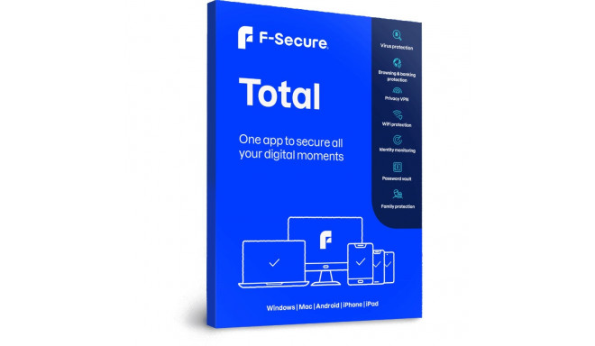 Tarkvara F-SECURE TOTAL (ESD), 1 aasta, 3 seadet
