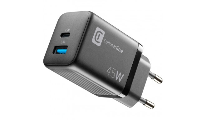 Telefoni laadija Cellular Line USB-C / USB-A GaN 45W