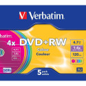 DVD-toorik Verbatim DVD+RW 4X, 4.7GB Colour 5tk