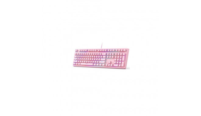 Aukey klaviatuur KM-G15 Blue Switch, roosa