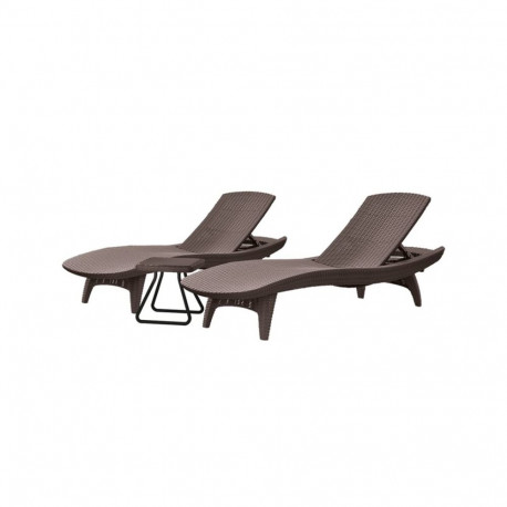 Keter päevitustoolide komplekt Pacific 2tk + laud 29201591590, pruun