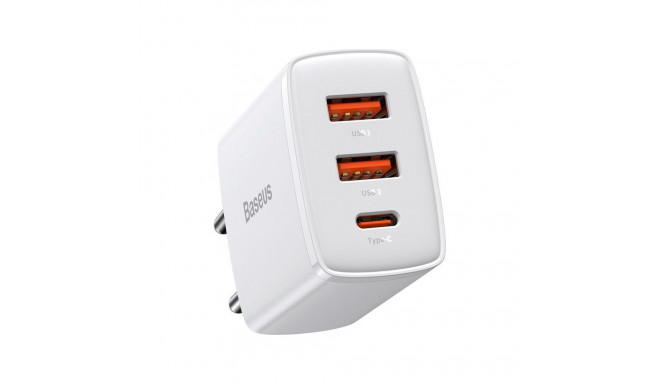 Baseus Tīkla Lādētājs 2xUSB USB-C PD3A 30W balts CCXJ-E02