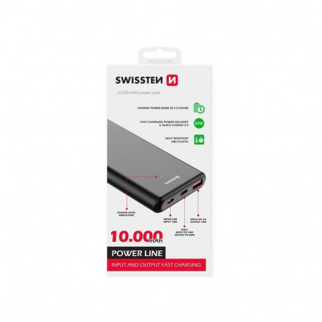 Swissten Power Bank 10000 mAh 20W Power Delivery black