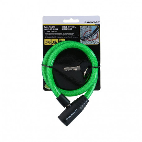 Dunlop - Zapięcie do roweru spiralne na klucz 65 cm (zielony)