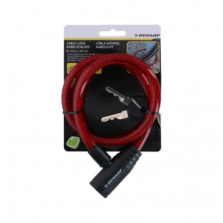 Dunlop - Zapięcie do roweru spiralne na klucz 65 cm (czerwony)