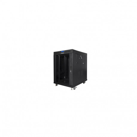 RACK CABINET 19" FREE-STANDING 15U/600X800 (FLAT PACK) WITH GLASS DOOR LCD BLACK LANBERG V2