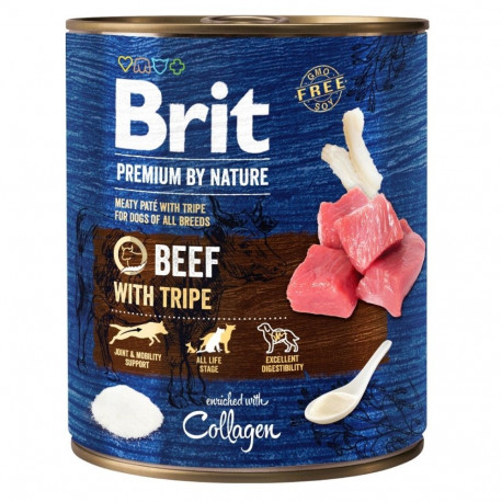 BRIT Premium by Nature veiseliha ja rupsidega märg koeratoit 800 g