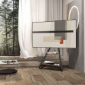 Maclean MC-455 Freestanding Corner TV Stand in Bauhaus Style, Free-standing TV Holder with Two Level