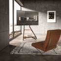 Maclean MC-455 Freestanding Corner TV Stand in Bauhaus Style, Free-standing TV Holder with Two Level
