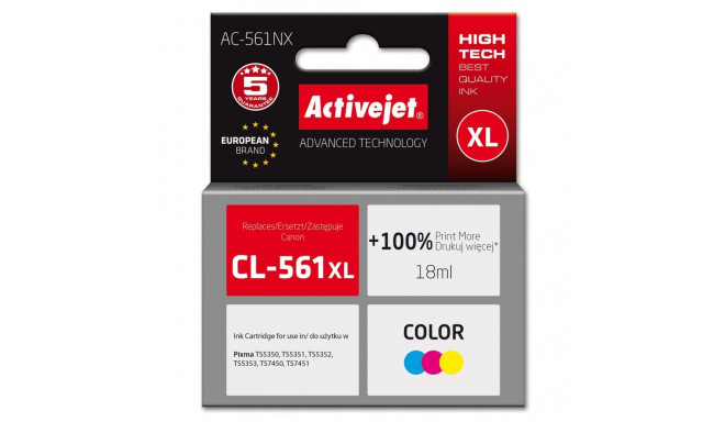 Activejet AC-561NX tindikassett (asendus Canon CL-561XL; Supreme; 18 ml; värv: tsüaan, magenta, koll