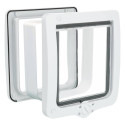 4-Way cat flap, with tunnel, XL: 24 × 28 cm, white