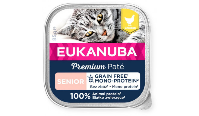 Senior Mono-Protein chicken wet food for cats 85 g, Eukanuba