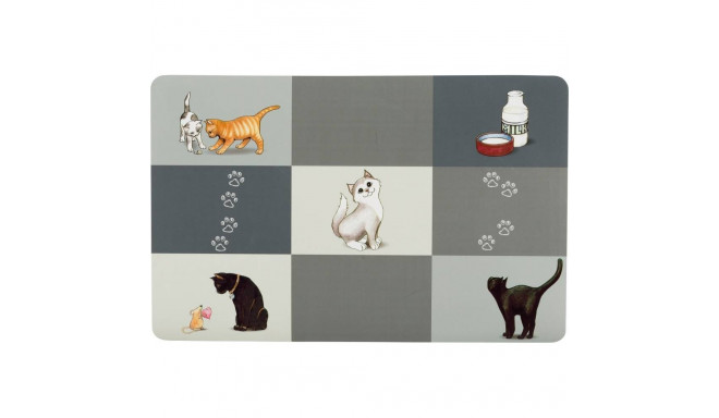 Patchwork cat place mat, 44 × 28 cm, grey