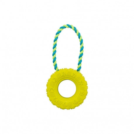 Toy for dogs Tire on a rope, natural rubber, ø 15 × 31 cm
