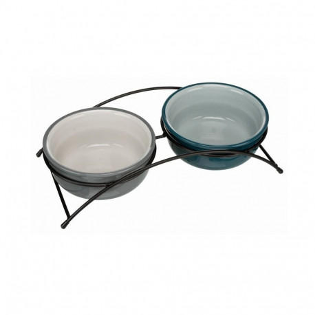 Bowls with base 2x1,6 l, h.20 cm, petrol/grey