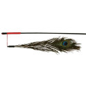 Toy for cats Playing rod with artificial peacock feather, 47 cm