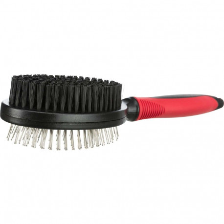 Brush,double-sided,plastic/nylon&metall bristles, 7 × 25 cm