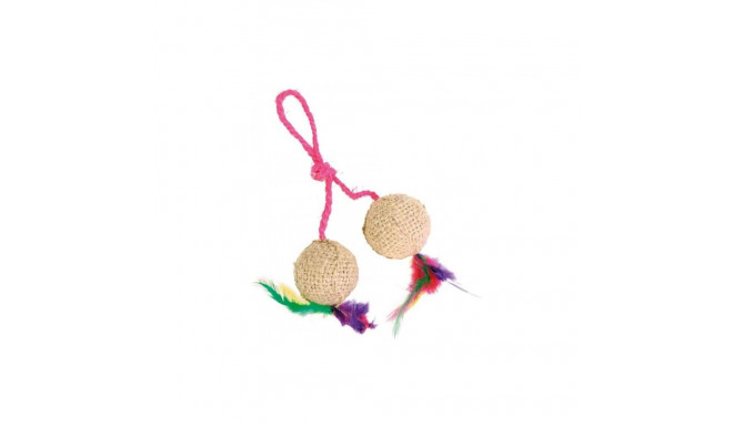 Toy for cats 2 balls on a rope, jute, ø 4.5 cm