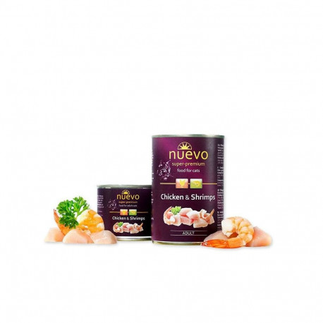 Complete (wet) feed cat adult chicken and shripms 400g, Nuevo