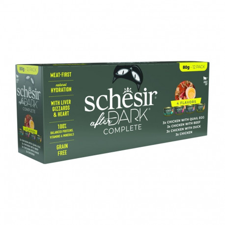 After Dark multipack in broth wet food for cats 12x80g, Schesir
