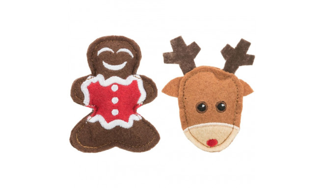 Xmas elk and gingerbread figure, felt, 8 cm, 2 pcs.