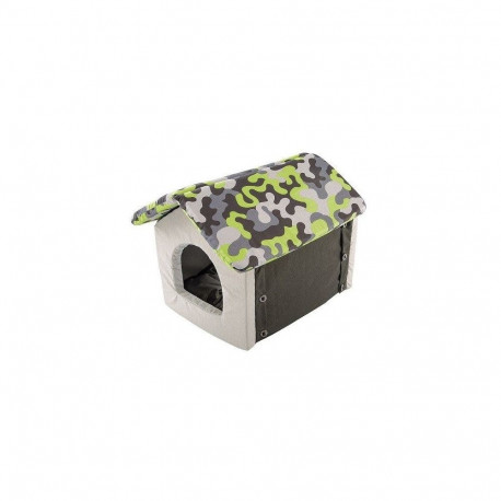 Soft cat cave casetta cotton camouflage green, Ferplast
