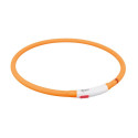 Safety collar flash light ring usb, silicone, xs–xl: 70 cm/ø 10 mm, orange, Trixie