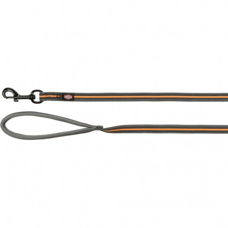Fusion tracking leash, rubberised, M–XL: 3 m/17 mm, graphite/papaya