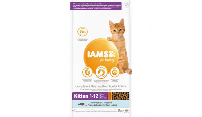 Полноценный сухой корм IAMS CAT Kitten с океанической рыбой 3кг для котят