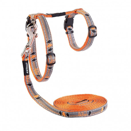Cat harness&lead NightCat, orange, 24-40cm/1,8m