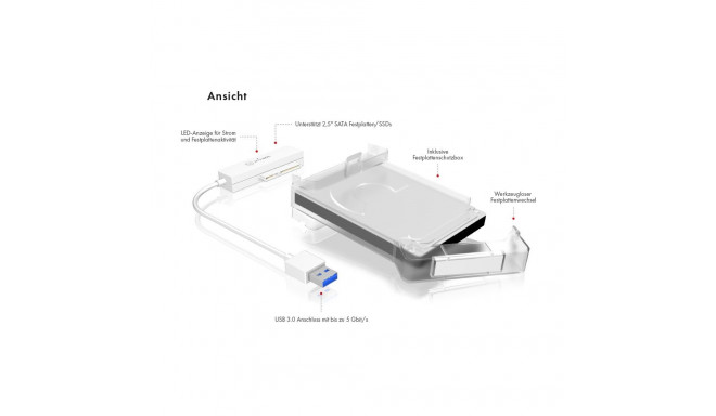 "ICY BOX IB-AC703-U3 USB-A 3.0 Adapter für 2.5"" SATA HDD/SSD mit Kunststoffhülle"