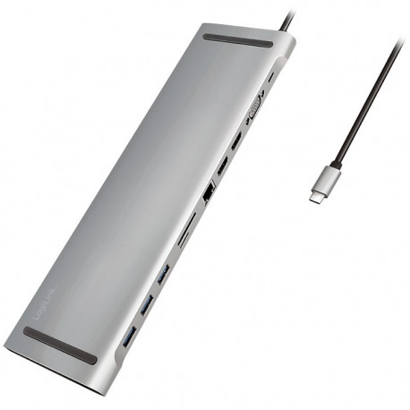LogiLink UA0373 USB-C 11-in-1 PD 100W hõbedane dokkimisjaam
