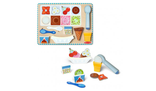 MELISSA & DOUG Magnētiskā koka puzle - spēļu komplekts, saldējums