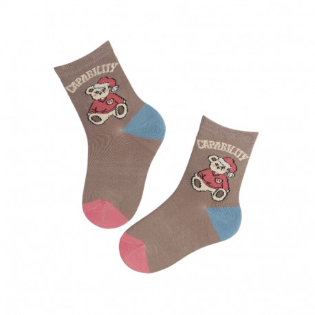 SOKISAHTEL HELLO BEAR pruunid karuga sokid lastele 438, 439, 443