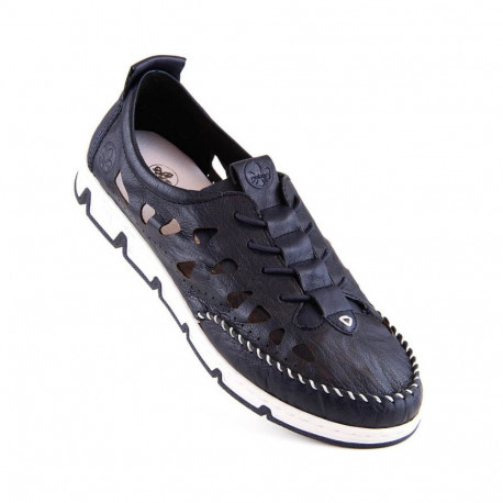 Rieker W RKR652 navy blue openwork leather shoes (43)