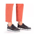 Leather openwork shoes Rieker W RKR652, navy blue (40)