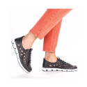 Leather openwork shoes Rieker W RKR652, navy blue (40)