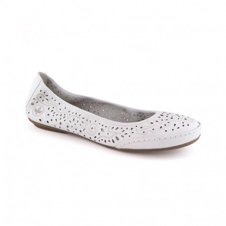 Rieker W RKR649 comfortable leather openwork shoes, white (41)