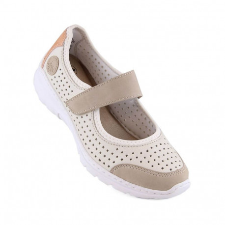 Comfortable Rieker W RKR575A openwork shoes, beige (40)