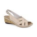 Comfortable leather sandals Rieker W RKR682, beige (40)