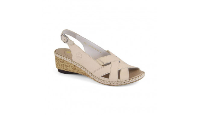 Comfortable leather sandals Rieker W RKR682, beige (40)